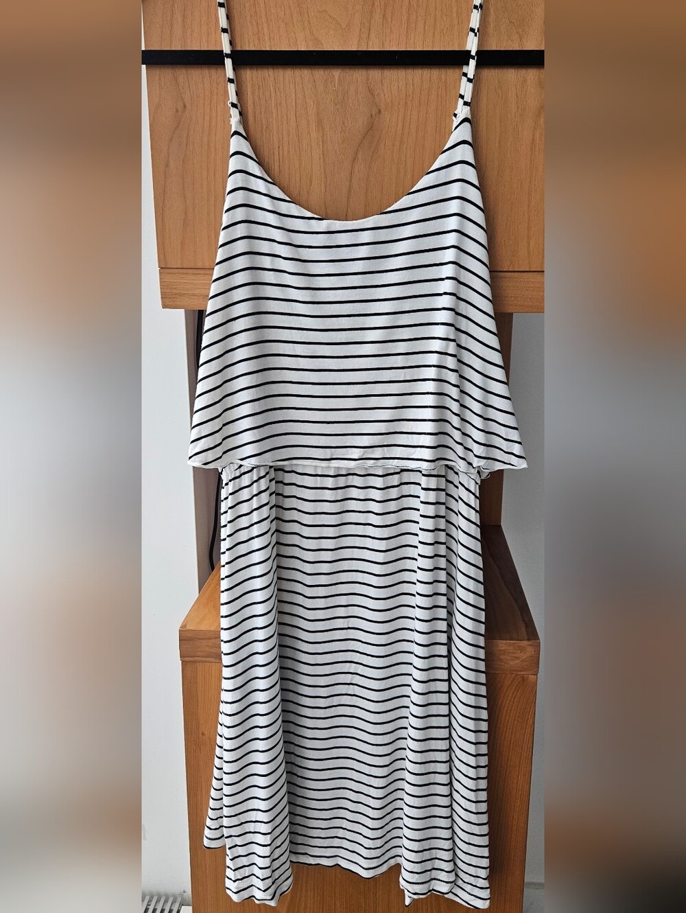 GAP Striped Black & White Women's Spaghetti Strap A-Line Dress.